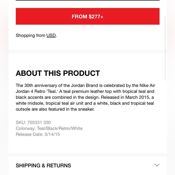 Nike “Jordan 4 Retro Teal” sz 7 - Picture 7 of 7